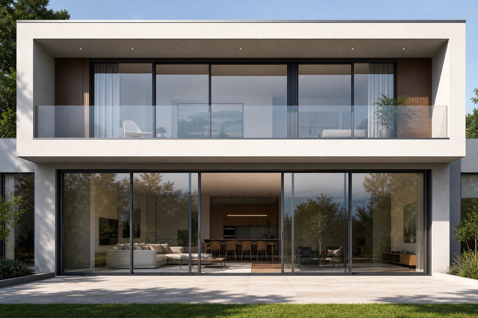 multi panel aluminium sliding door configuration on a contemporary australian residence