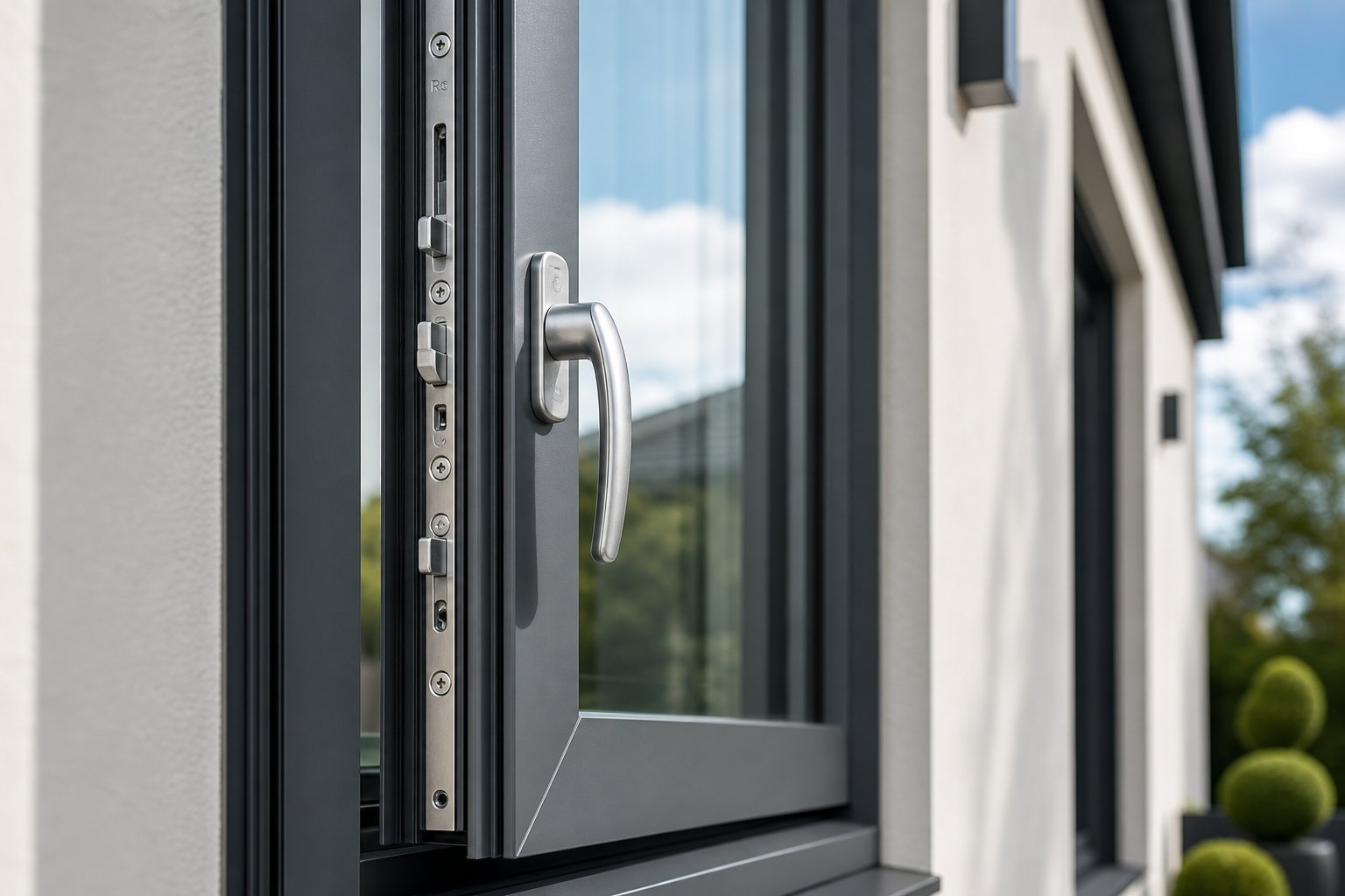 multi point locking hardware provides superior security by engaging at multiple positions around the aluminium window frame
