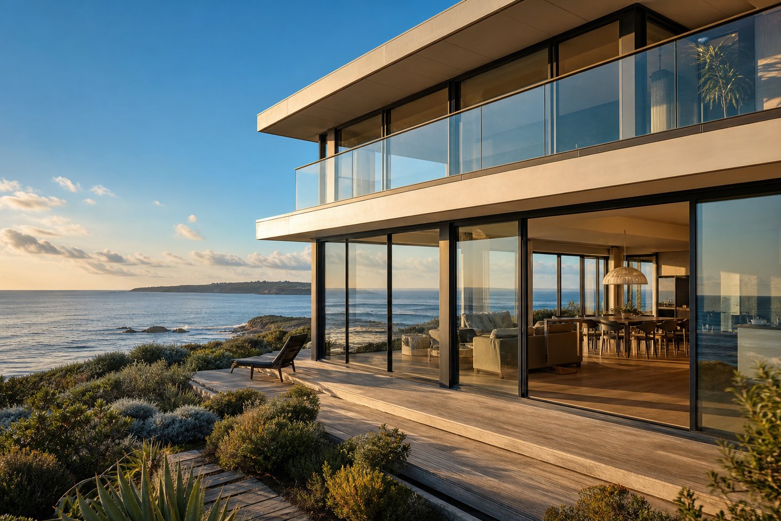 powder coated aluminium doors in pristine condition on an australian coastal property