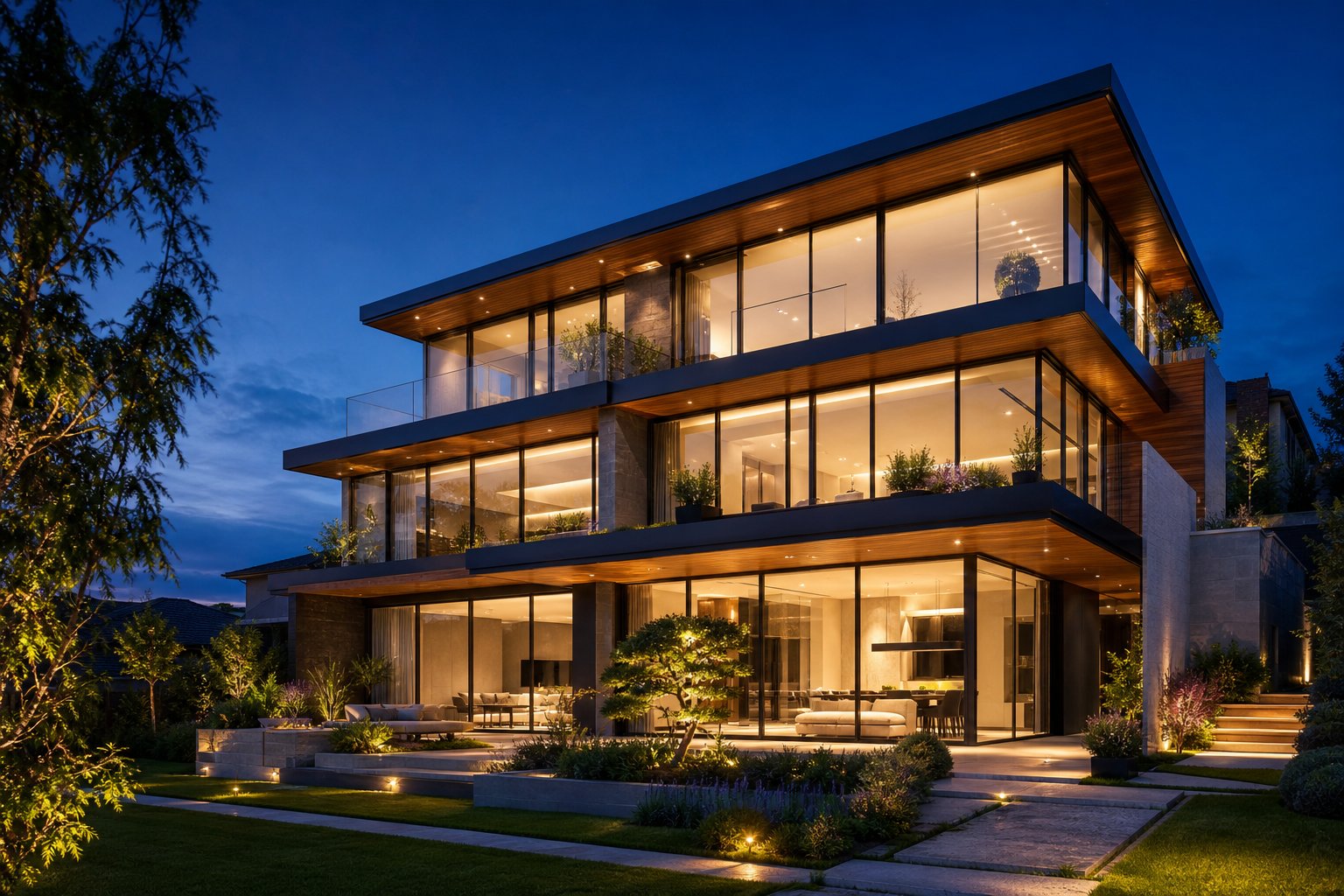 premium aluminium windows with concealed hardware and ultra slim frames on a high end contemporary residence