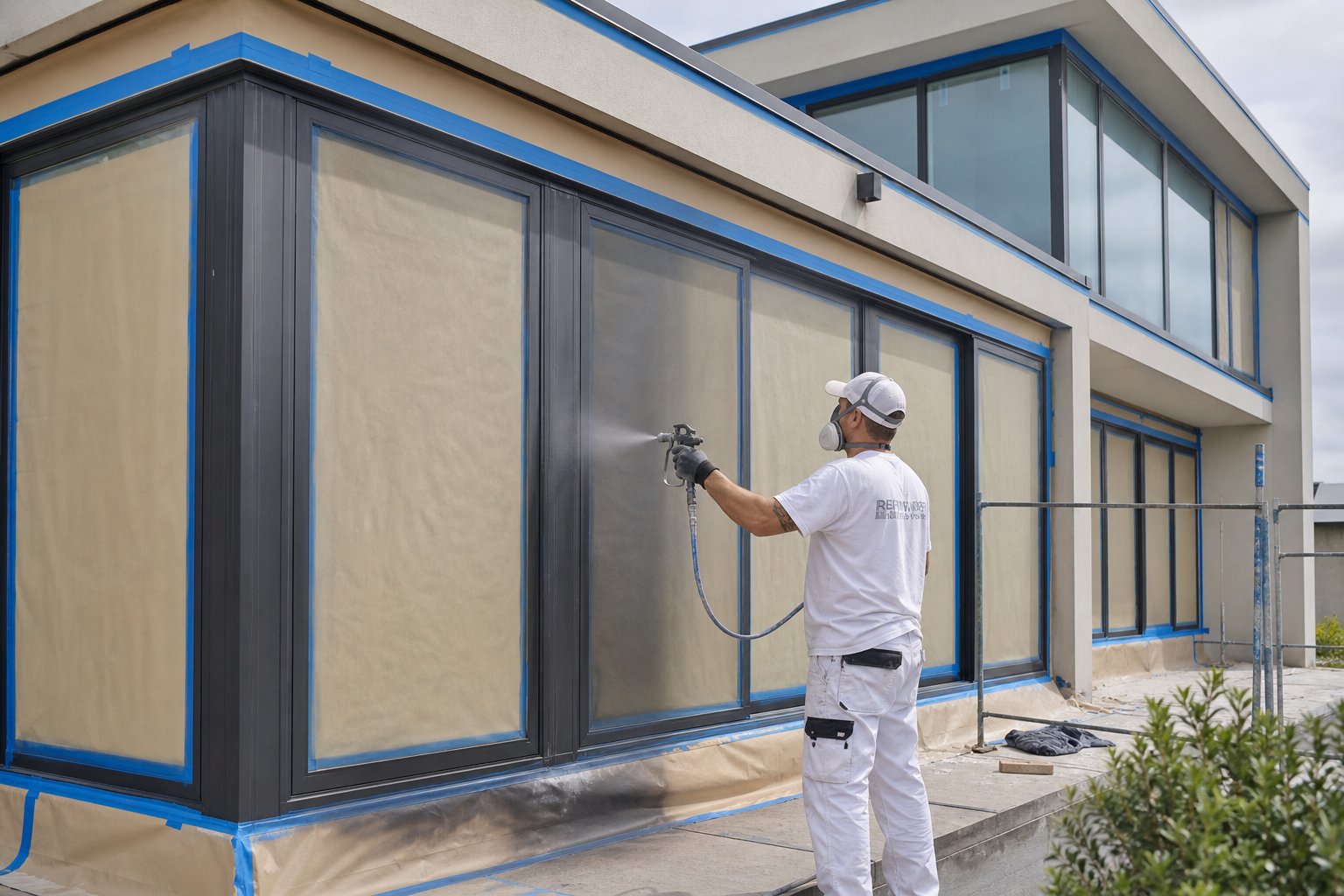 professional on site respray delivering a smooth factory like finish to aluminium window frames