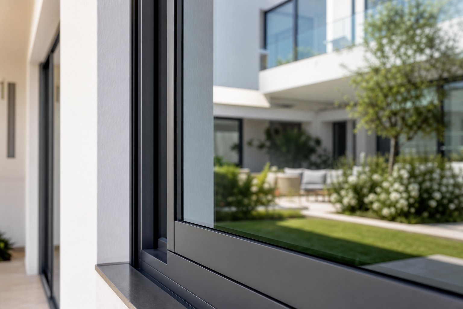 slim thermally broken aluminium frame profile demonstrating the minimal sightlines that maximise glass area in french style windows