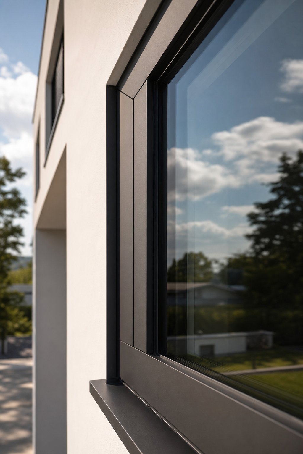 slimline aluminium window frame demonstrating the clean profiles and quality powder coat finish available at a lower price point than timber