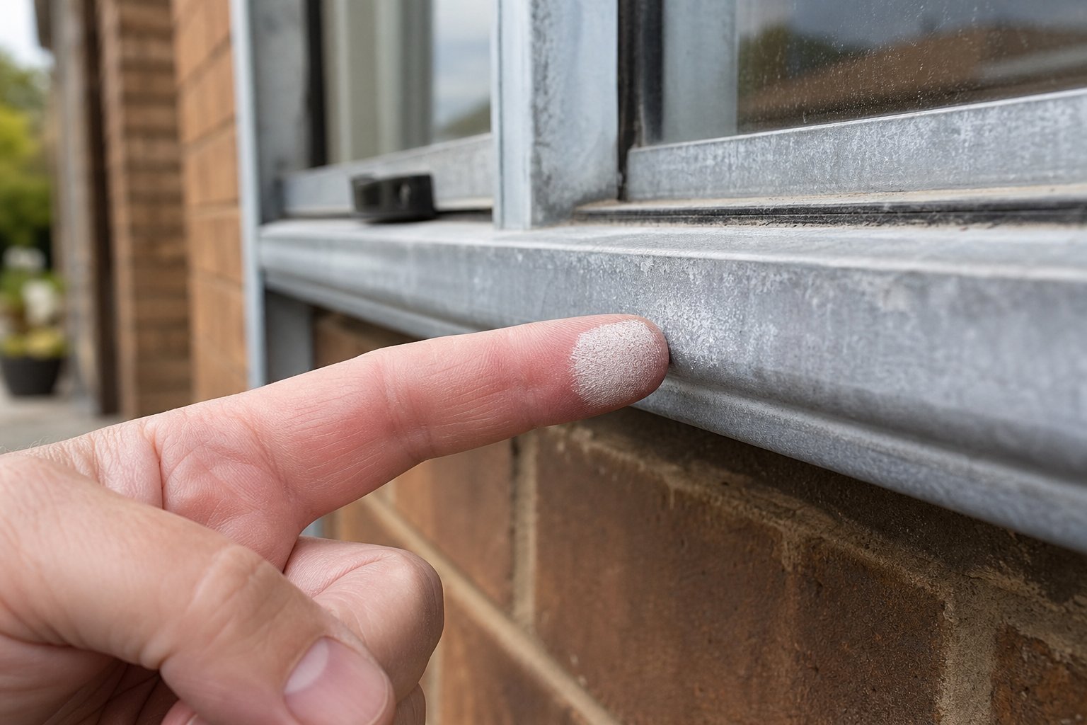 the touch test reveals oxidation severity %E2%80%94 chalky white residue on your finger indicates the frame needs more than basic cleaning