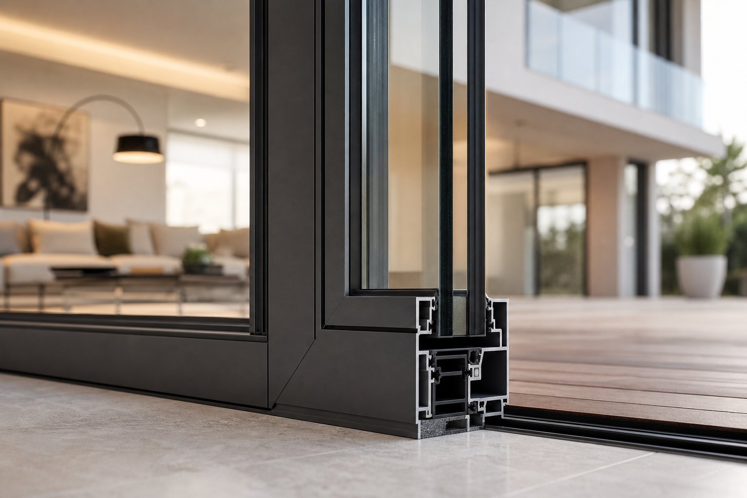thermally broken aluminium frame profile paired with double glazing for energy efficient australian homes