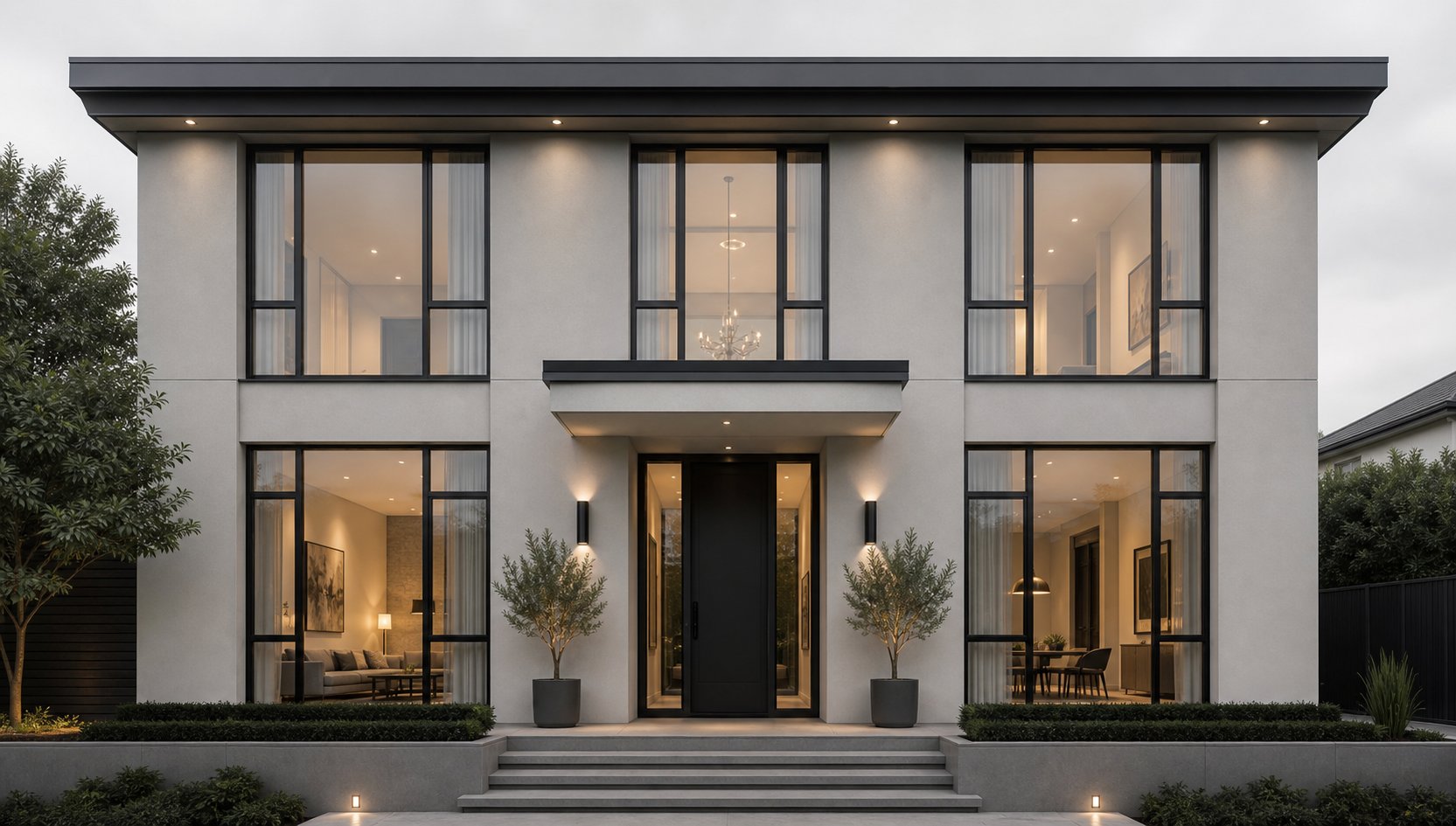 well proportioned aluminium window placement demonstrating correct sizing and alignment across a residential facade