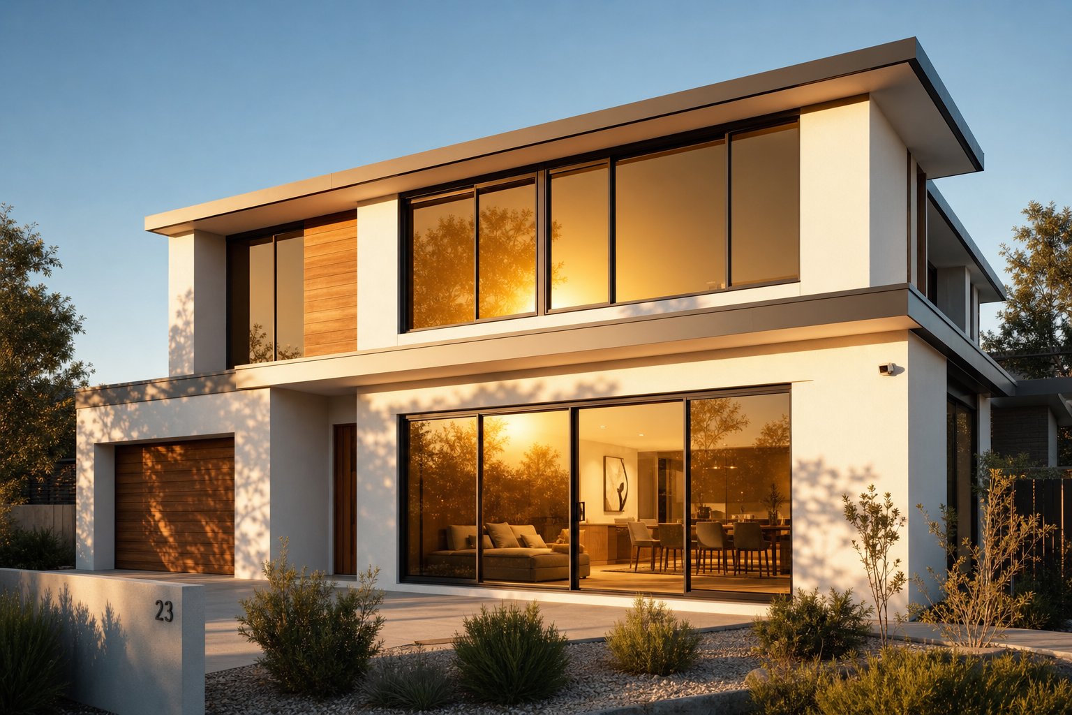 west facing aluminium sliding windows with bronze tinted glass managing intense afternoon sun
