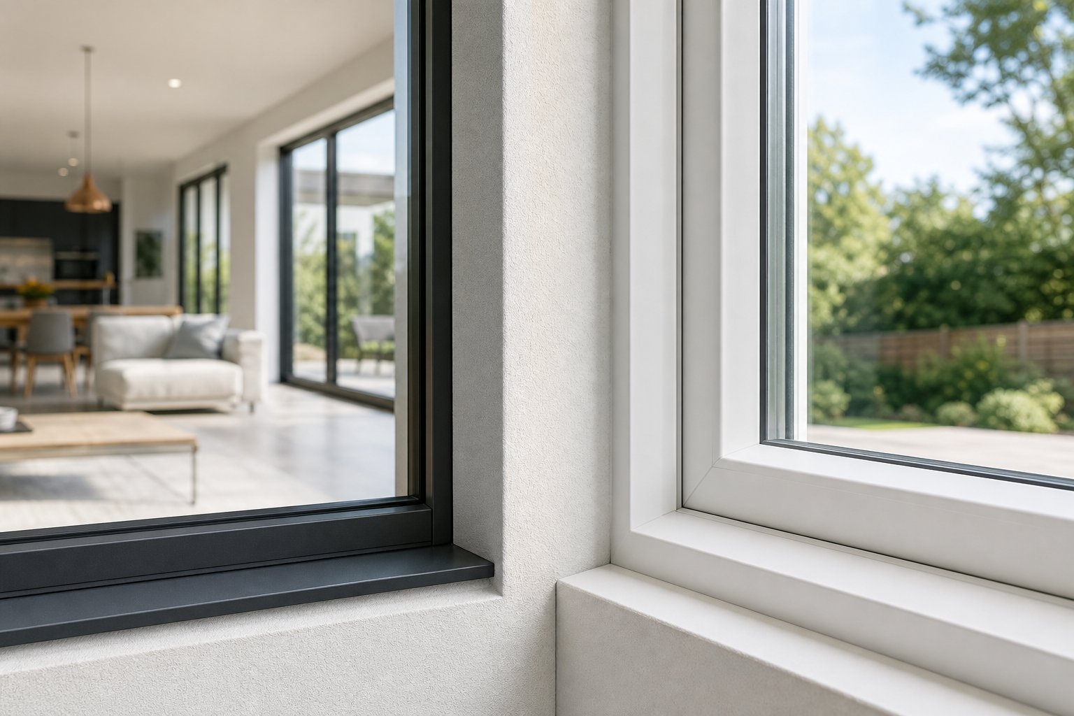 aluminium frames achieve slimmer profiles and larger glass areas compared to upvc window frames