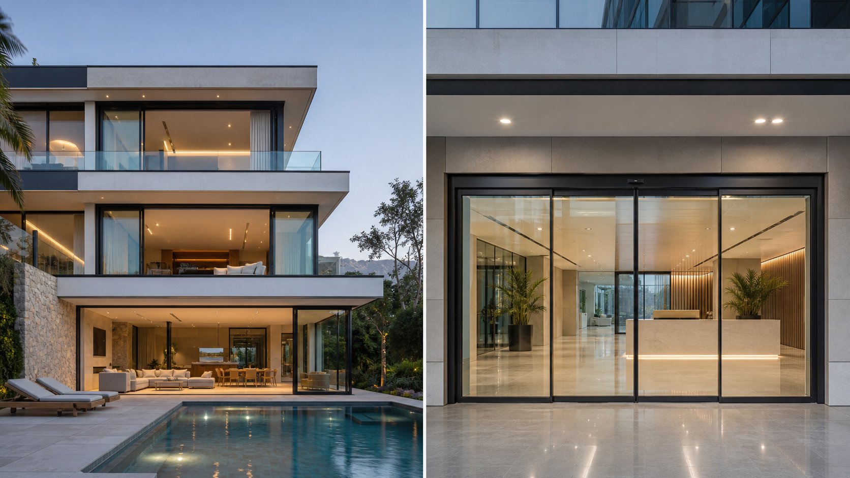 aluminium sliding systems serving both residential indoor outdoor living and high traffic commercial entrance applications