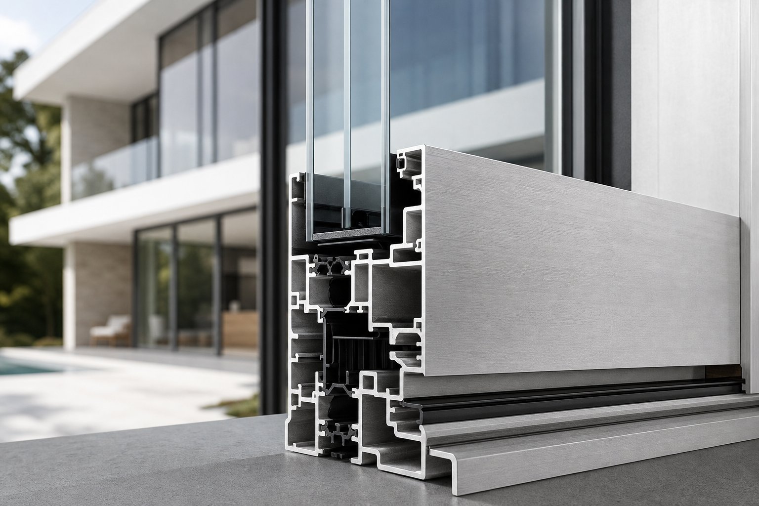 aluminium window frame profiles showing the precision geometry that alloy selection and extrusion standards control