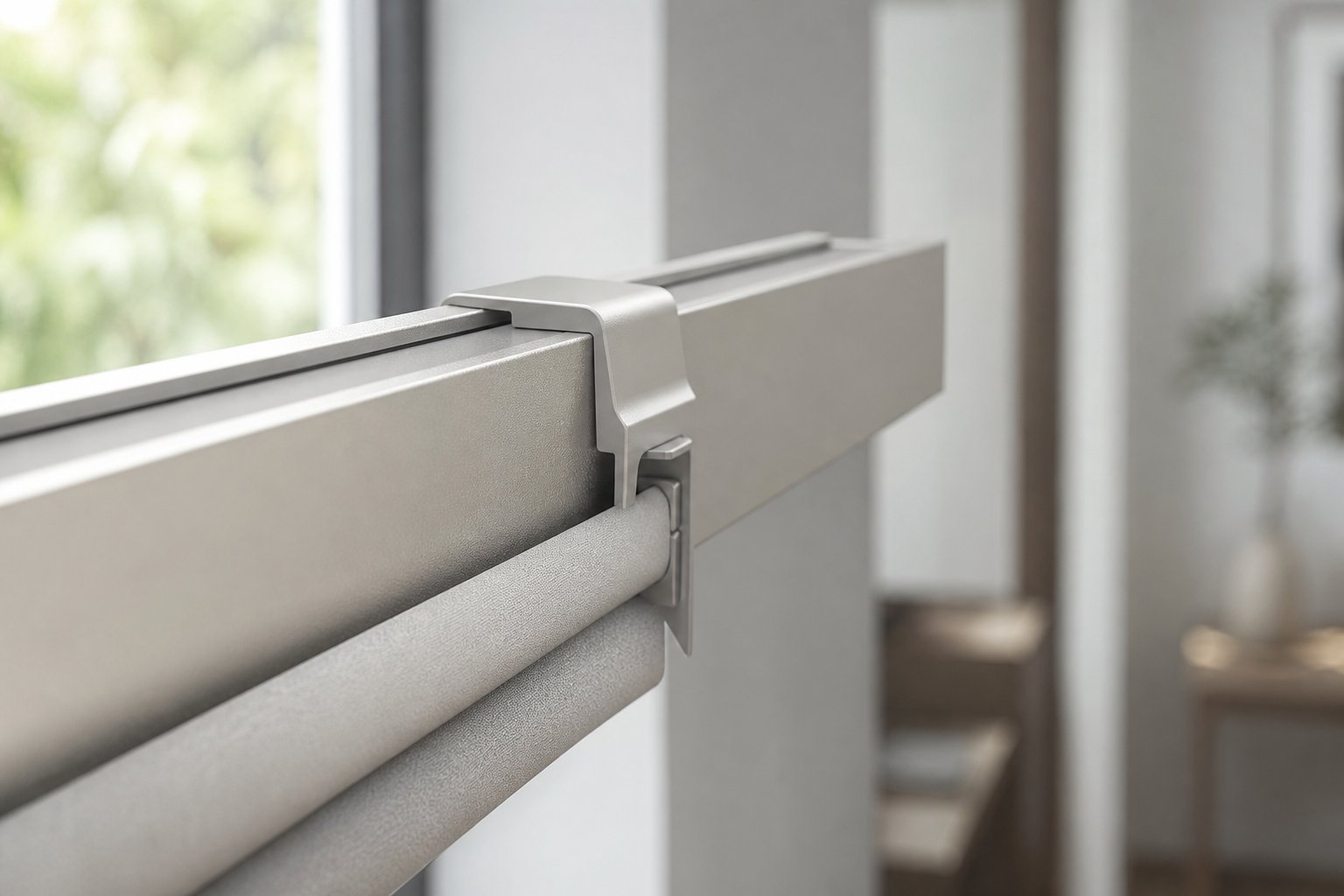 clip on bracket system gripping a slim aluminium window profile for no drill blind installation