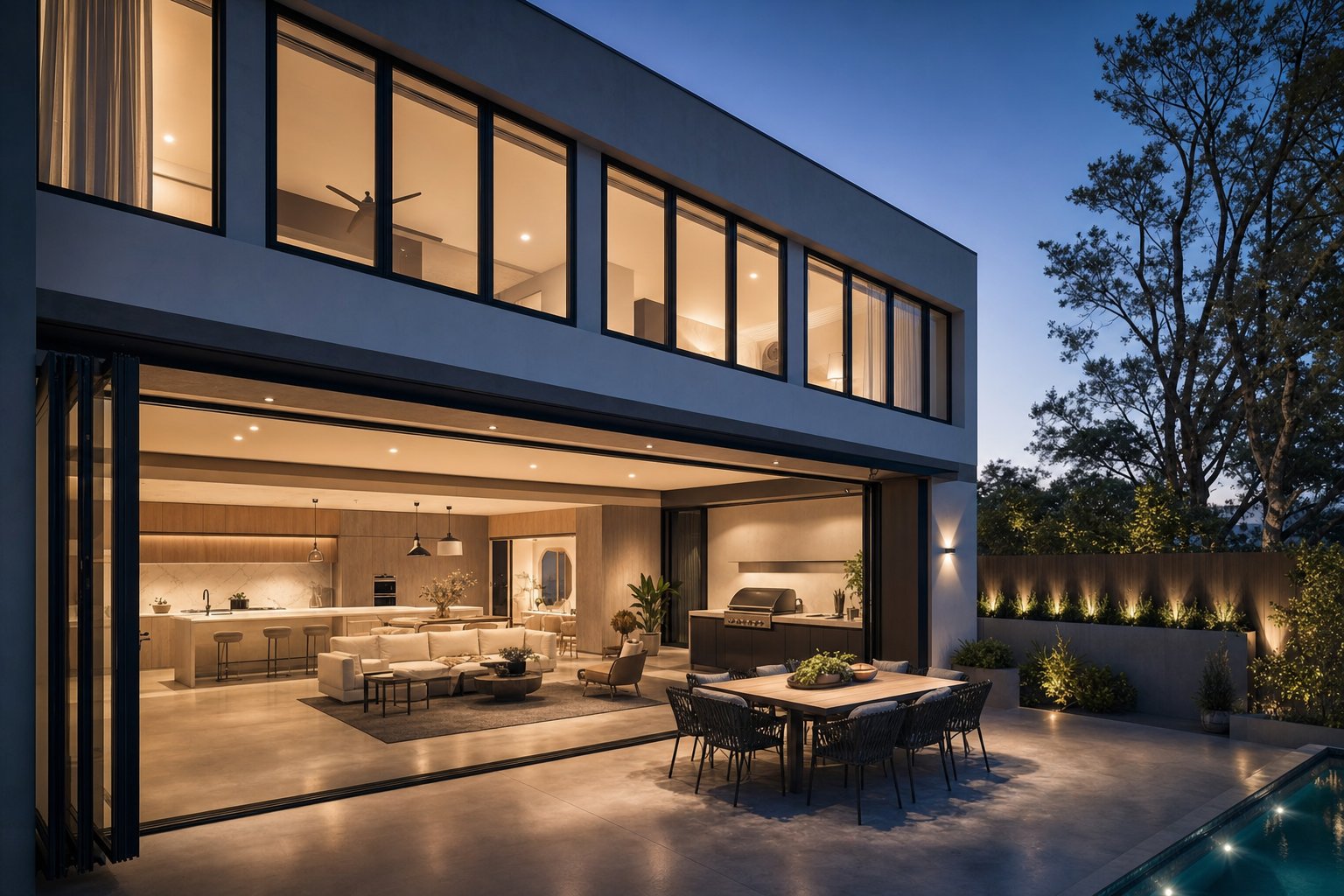 completed australian home featuring well specified aluminium windows and doors suited to the project requirements