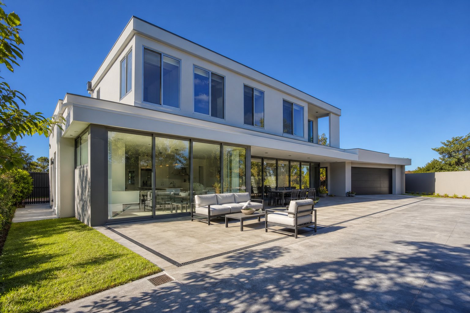 completed luxury home featuring professionally installed aluminium windows and doors across a cohesive contemporary facade
