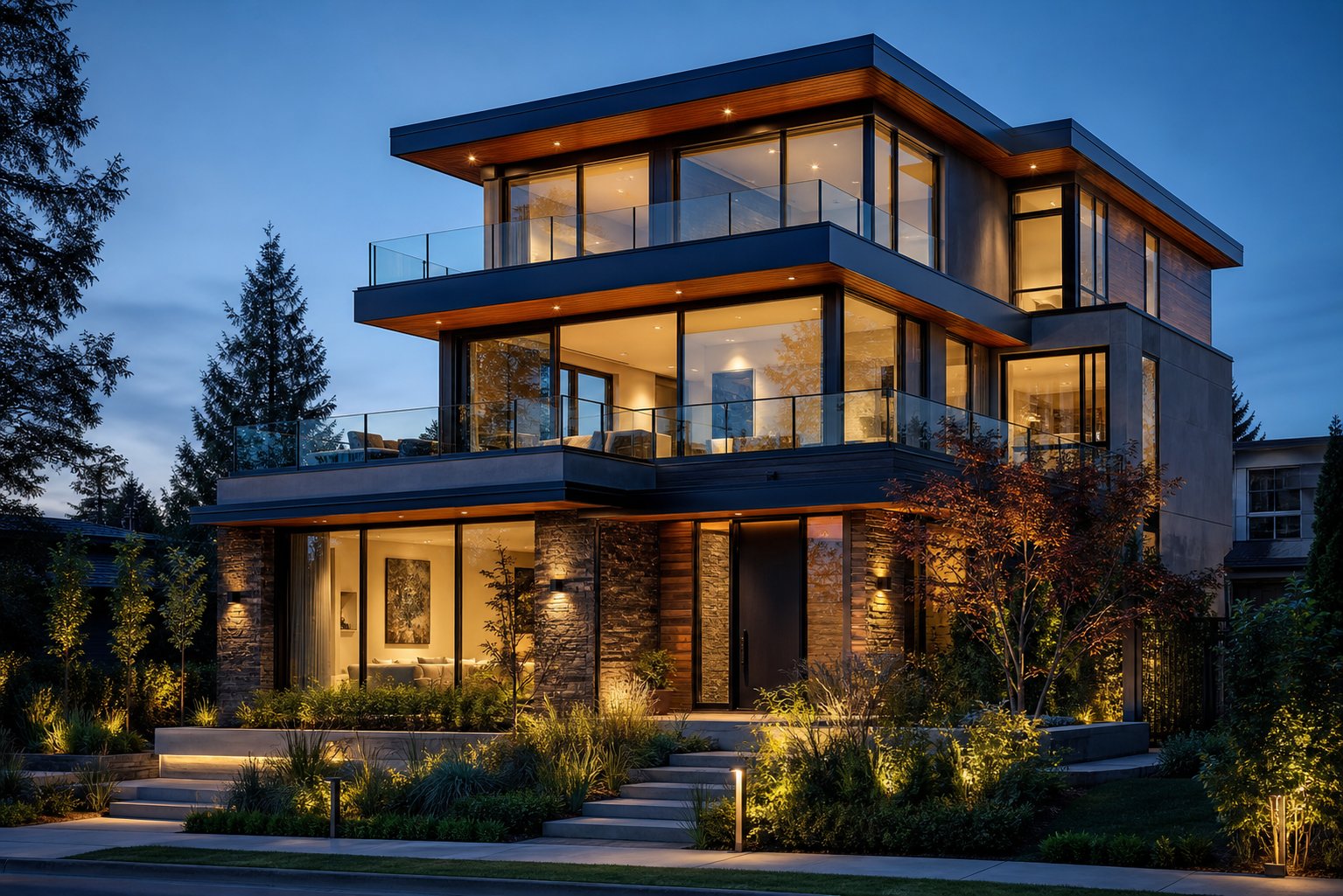 contemporary australian home with a coordinated aluminium window system including wind out and fixed configurations