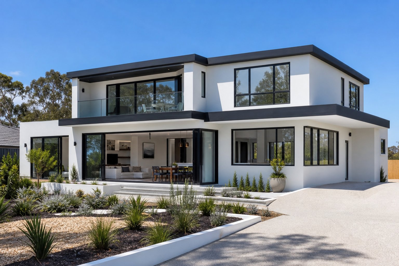 coordinated custom aluminium window and door package delivering a unified aesthetic across an entire residential facade