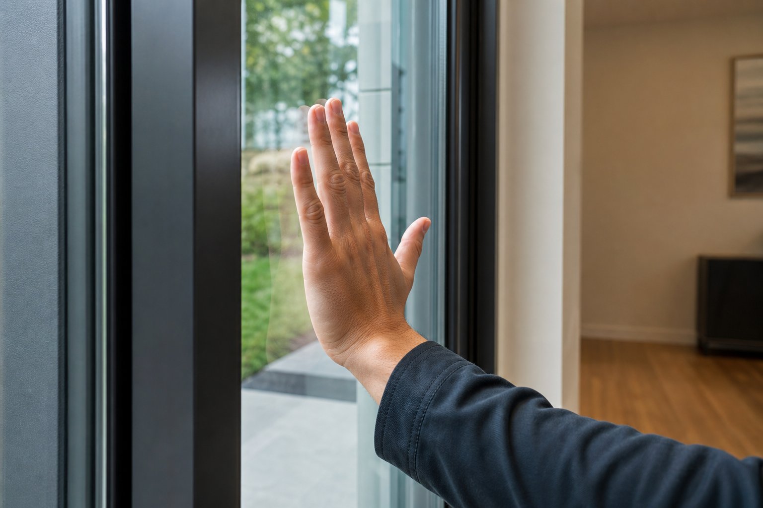 diagnosing rattling by pressing the glass pane to isolate vibration sources in aluminium window frames