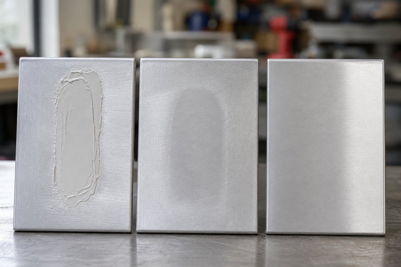 different filler methods at various stages of application and finishing on aluminium