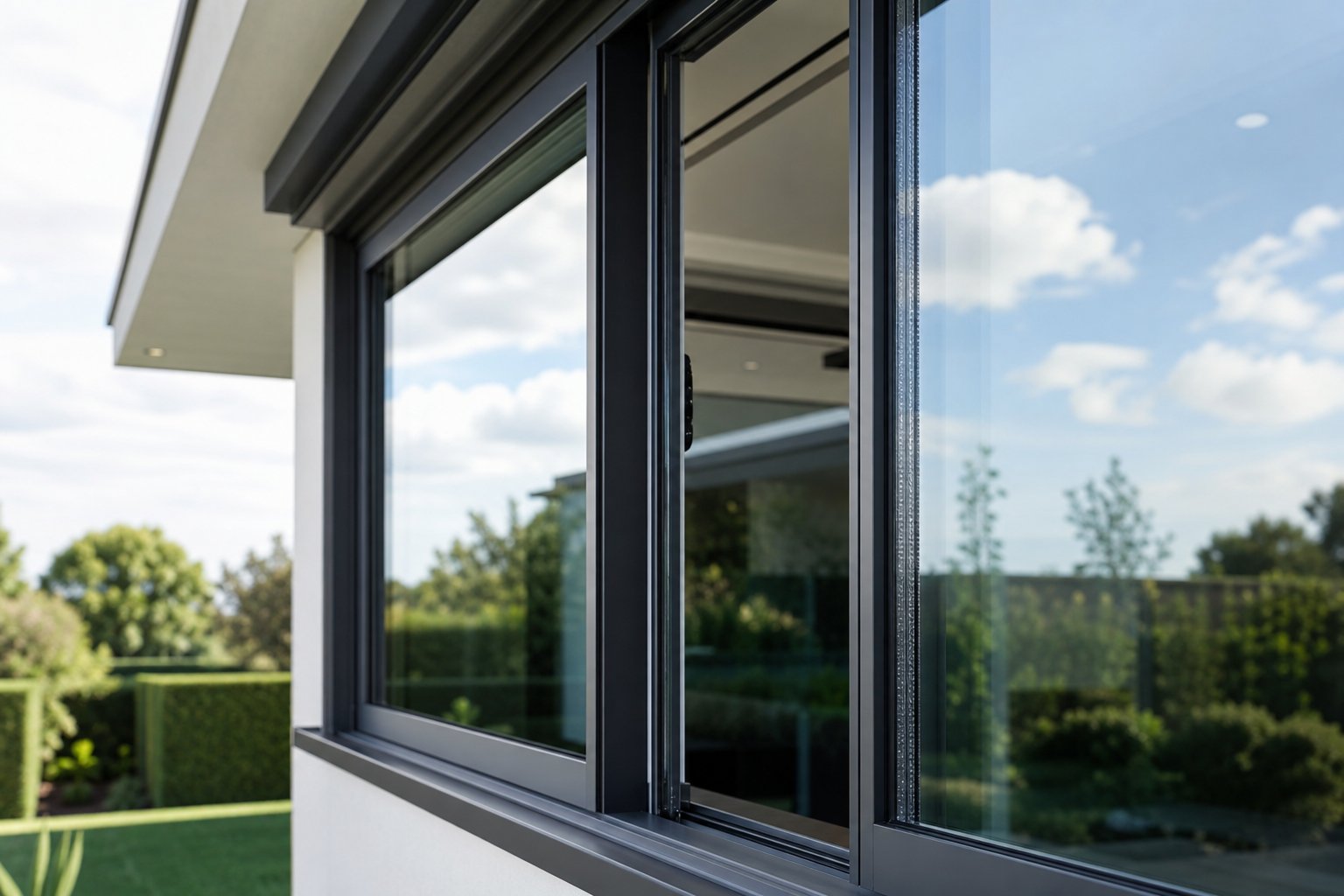 double glazed aluminium sliding window showing the sealed glass unit depth that improves thermal and acoustic performance