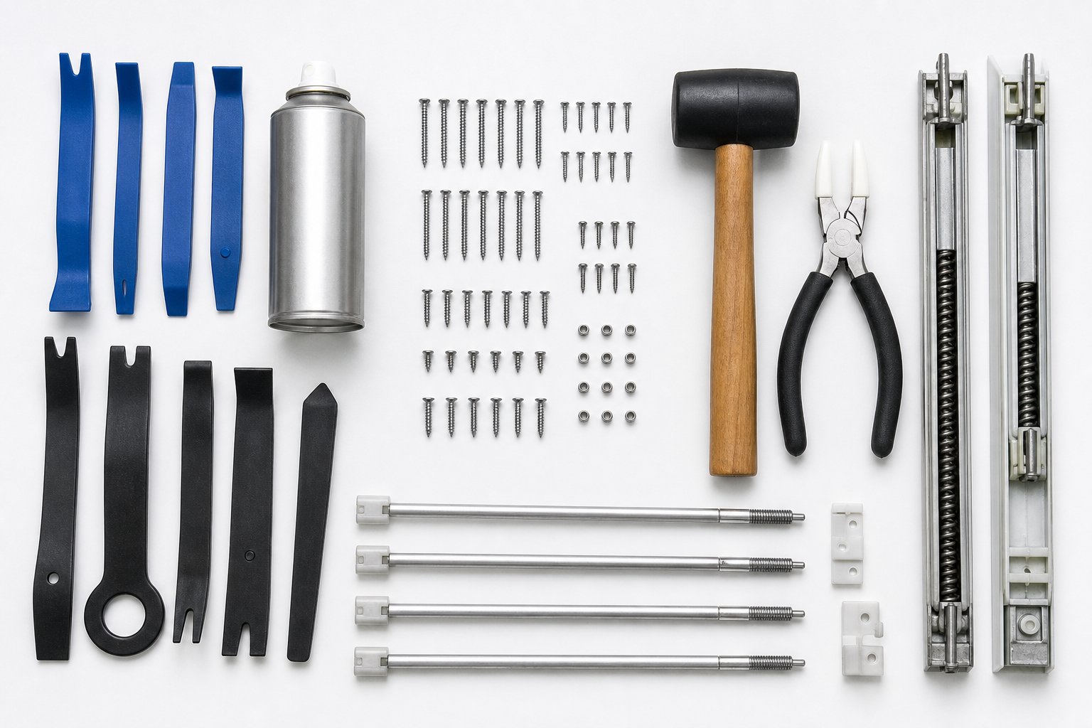 essential aluminium safe tools and replacement parts for double hung window repairs including spiral balances and silicone lubricant
