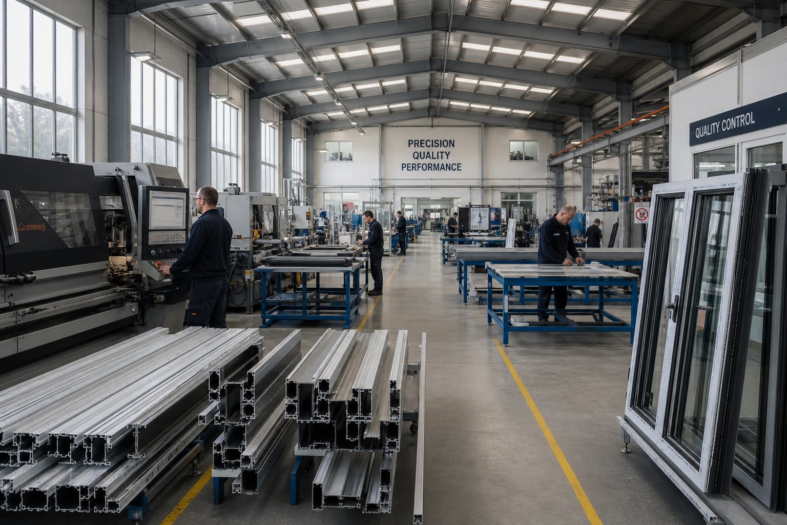 inside an aluminium window manufacturing facility where quality control and precision fabrication ensure reliable supply