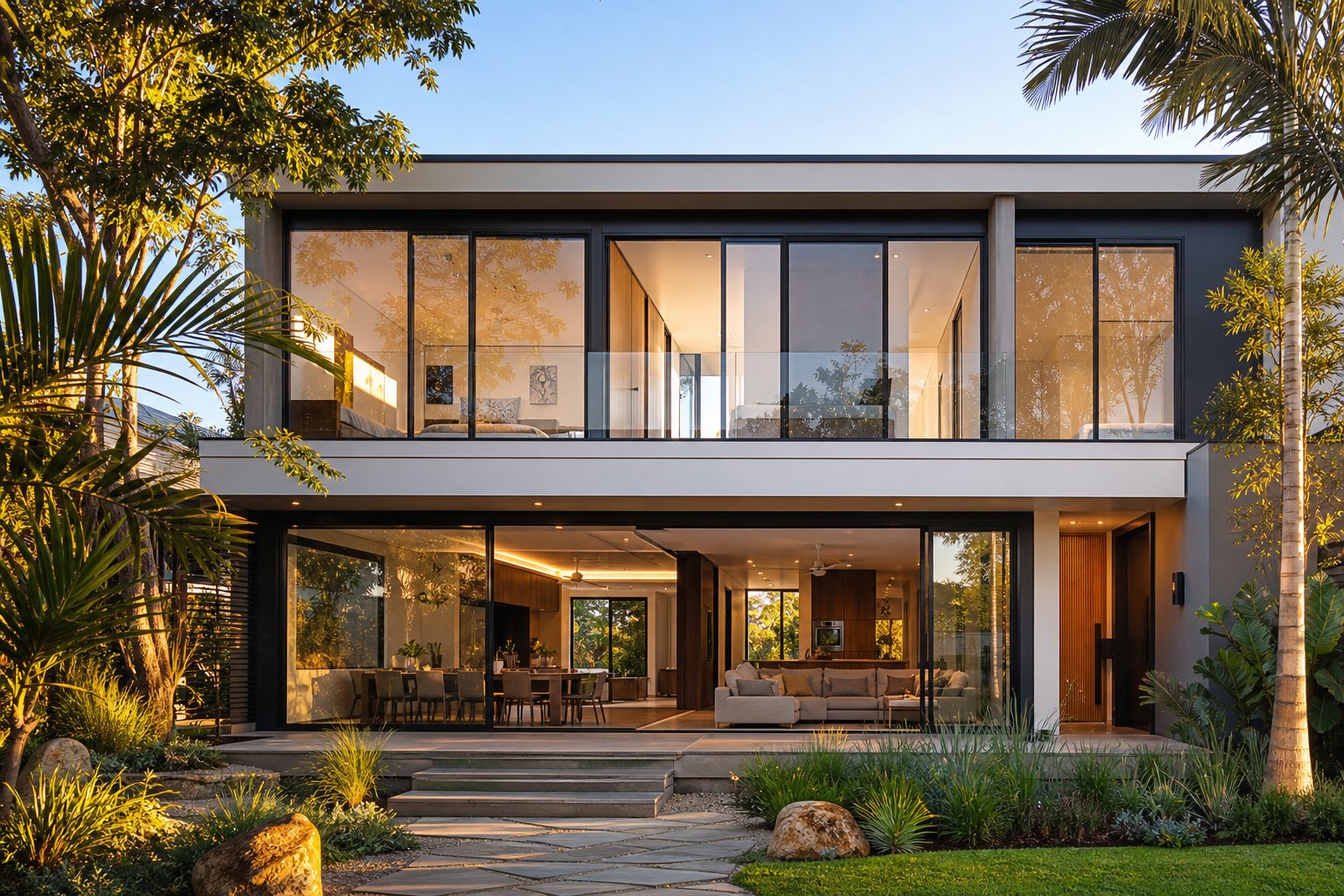 modern aluminium window system with integrated hardware mounting points on a contemporary australian home