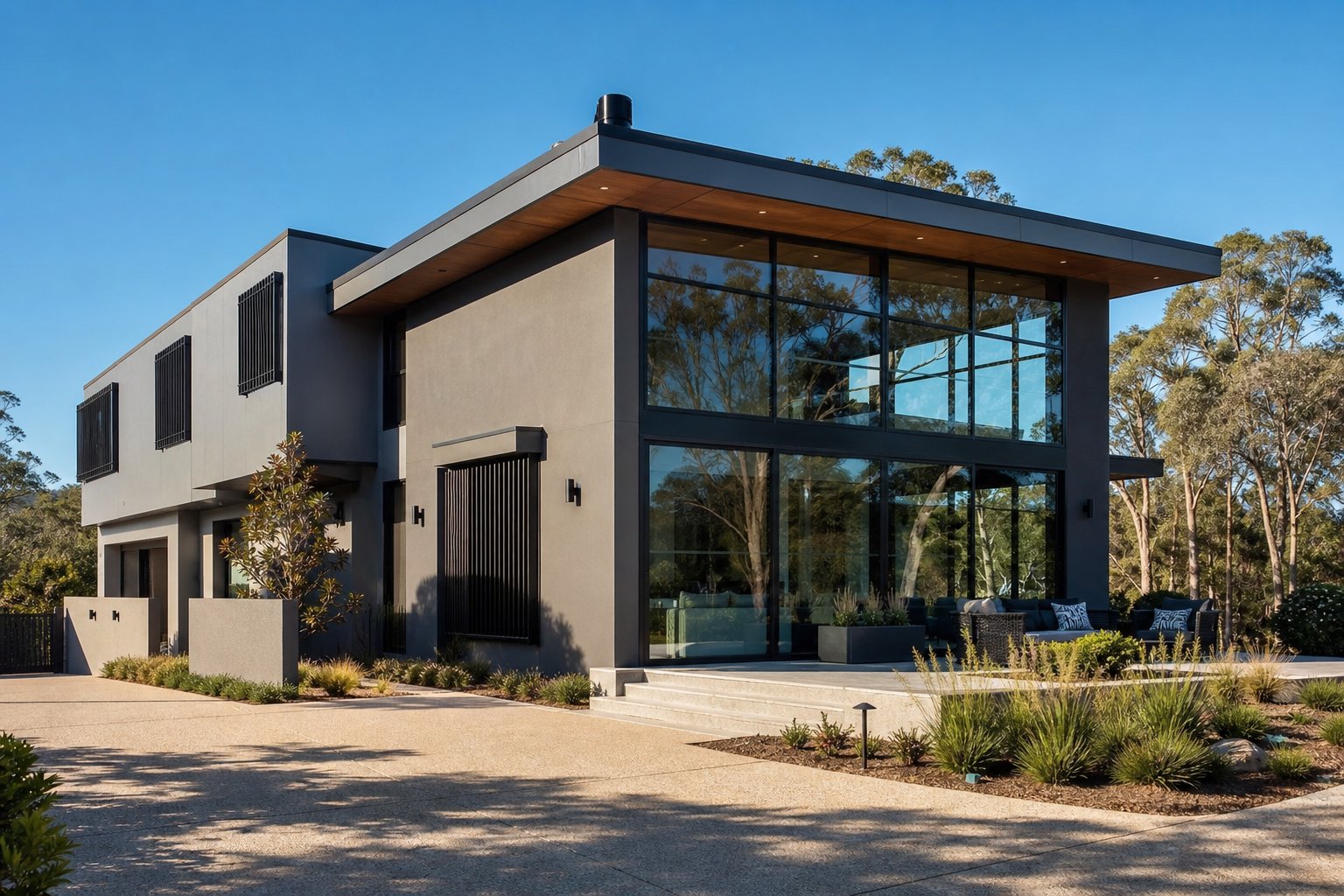 modern australian home demonstrating orientation driven glazing strategy with generous northern glazing and controlled western window openings