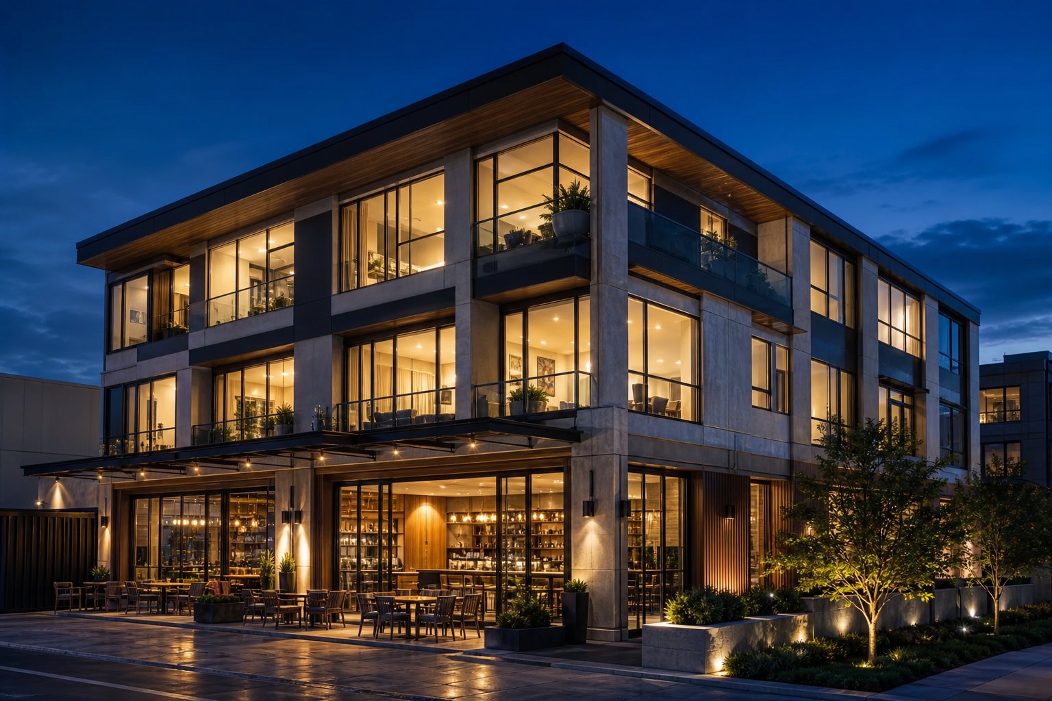 multi storey building featuring diverse aluminium window configurations suited to both commercial and residential applications