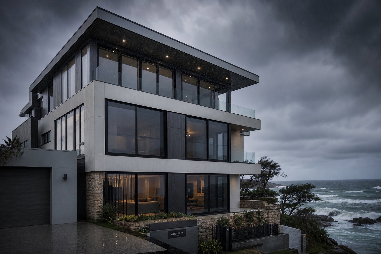 premium bespoke aluminium windows engineered to withstand extreme coastal weather conditions on a modern australian home