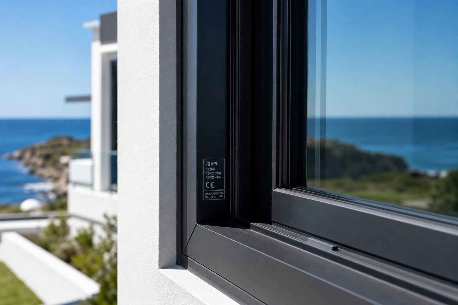 quality aluminium window frame showing compliance labelling required for brisbane installations