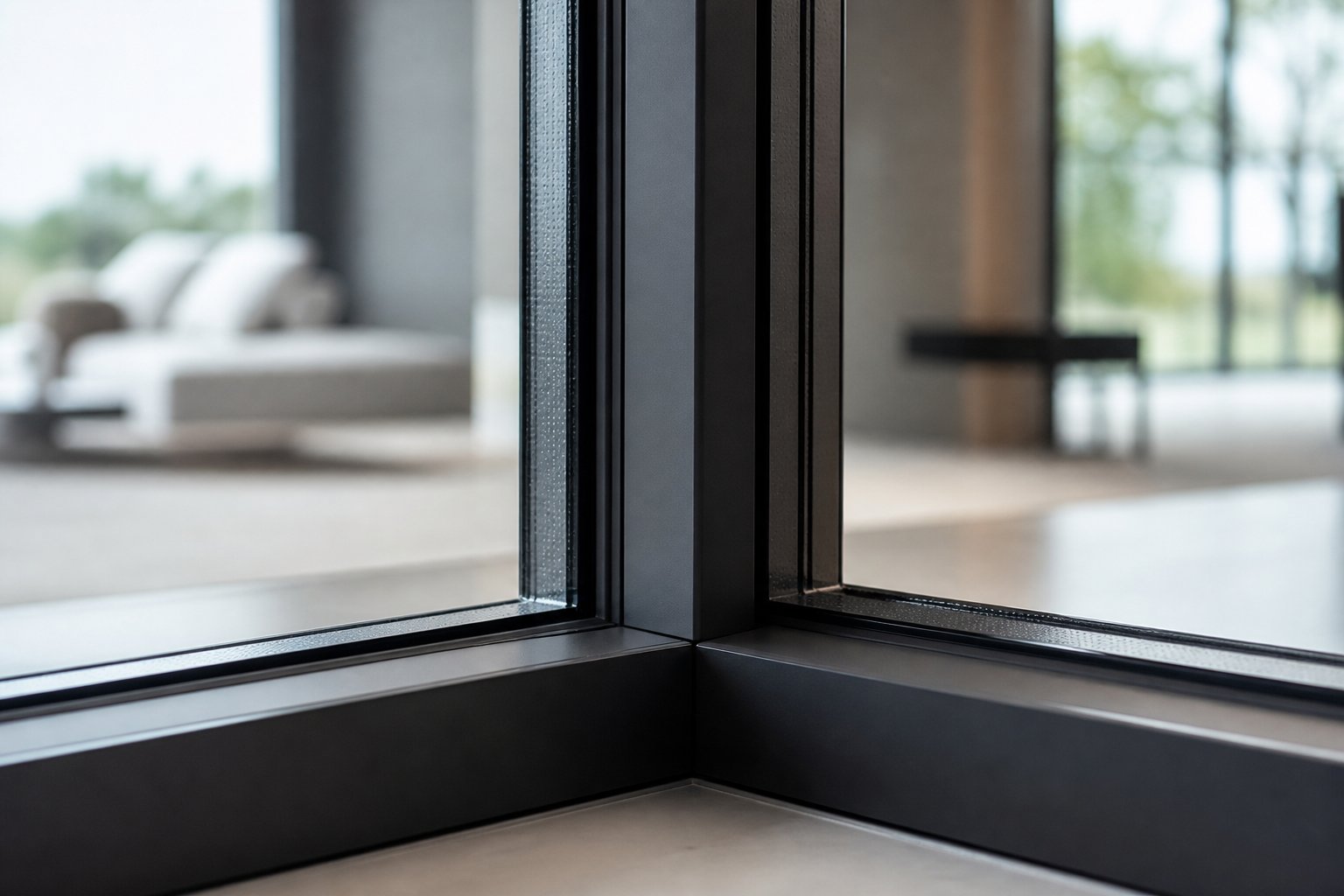 slim aluminium frame profile maximising visible glass area compared to bulkier alternative frame materials