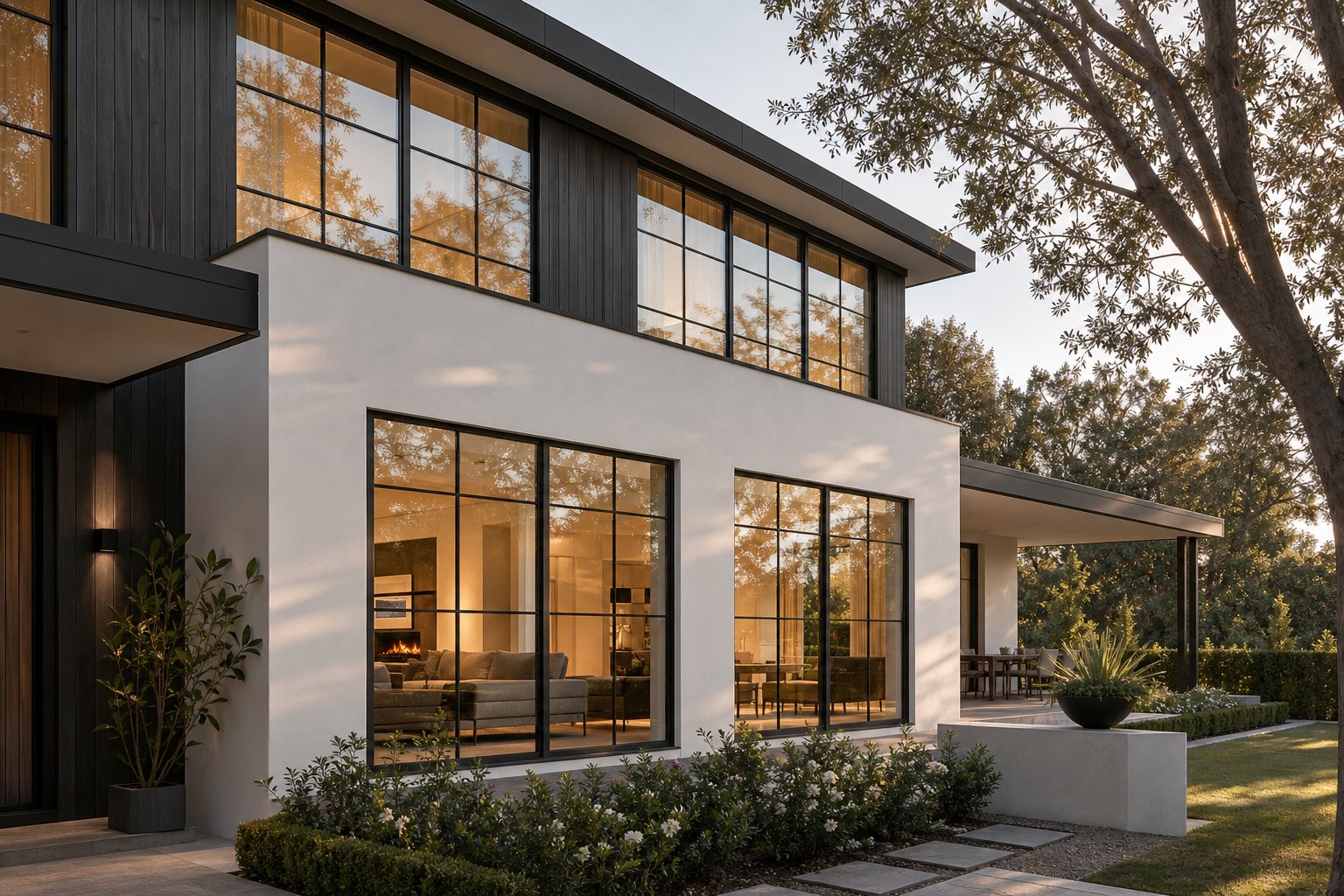 slim aluminium frame profiles on colonial windows maximising glass area compared to bulkier timber or upvc alternatives
