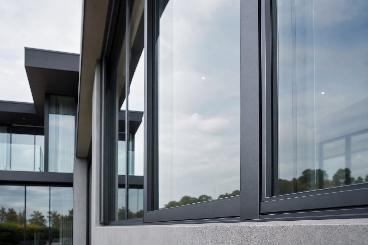 slim aluminium sliding window frame profile maximising glass area compared to bulkier alternative materials
