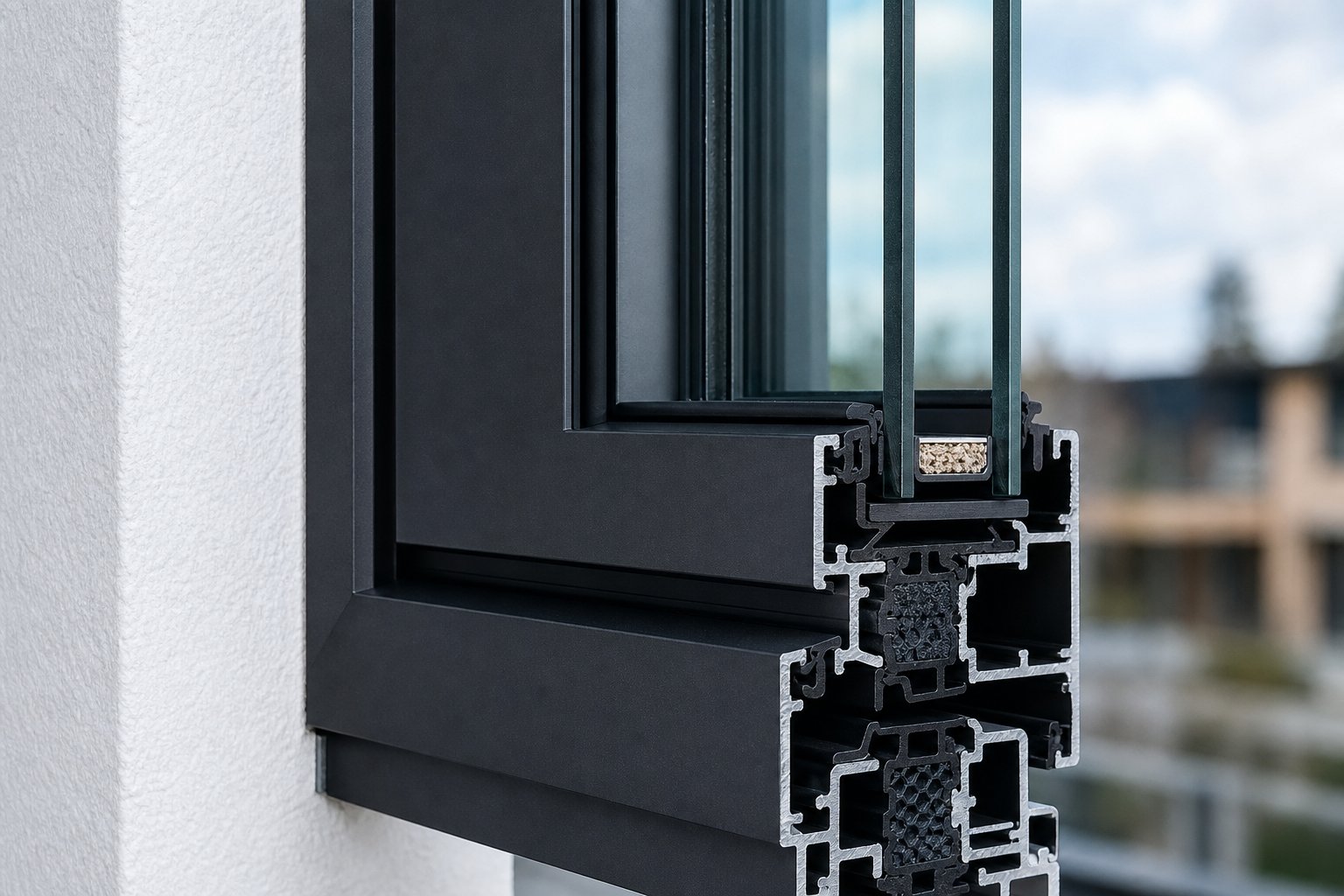 thermally broken aluminium frame with double glazing delivering condensation free performance in cool melbourne conditions