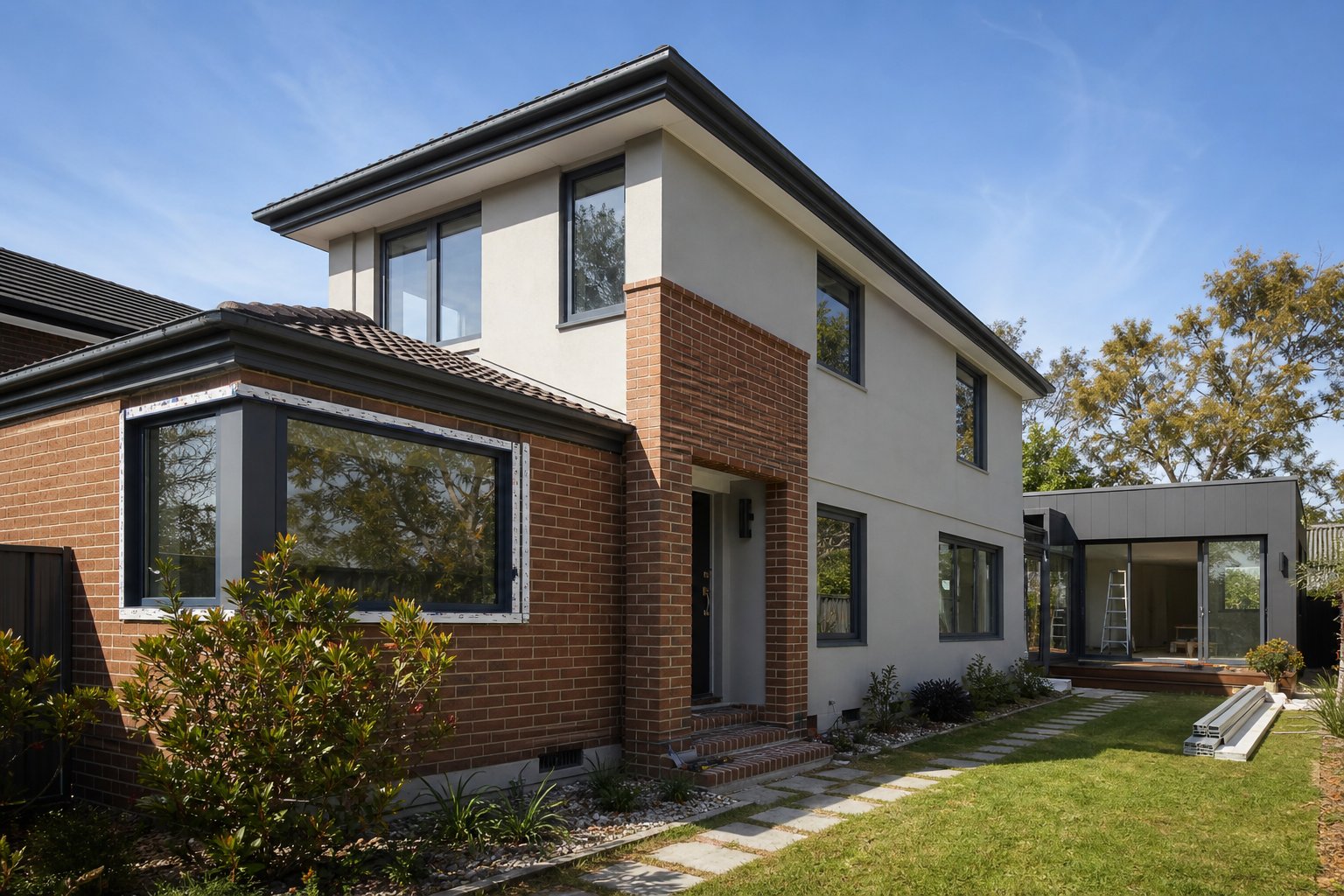 aluminium capping and surrounds transforming an existing australian home during a facade retrofit project