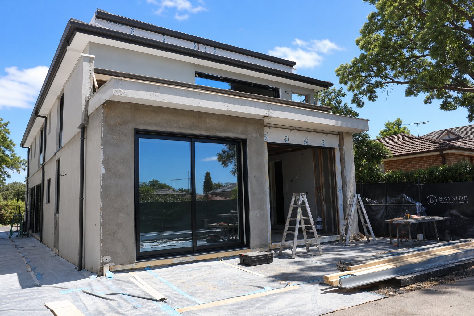 aluminium sliding window installation in progress on a sydney home renovation project