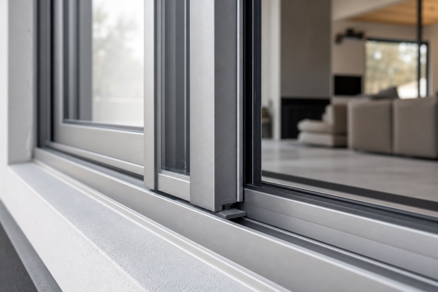 aluminium sliding window track and frame detail where regular maintenance prevents lock failures