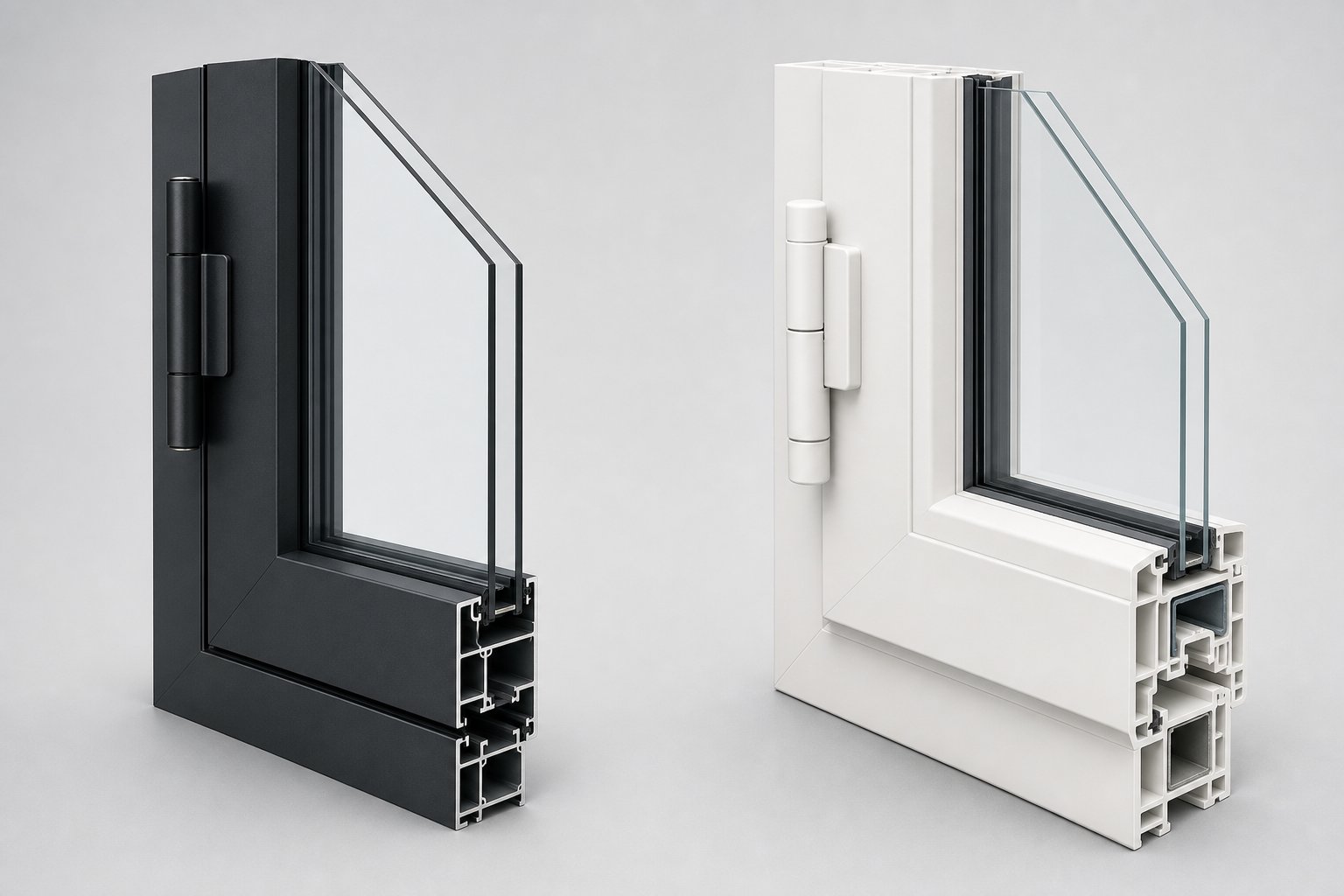 aluminium window profiles are slimmer with shallower rebates than upvc requiring dedicated hinge specifications