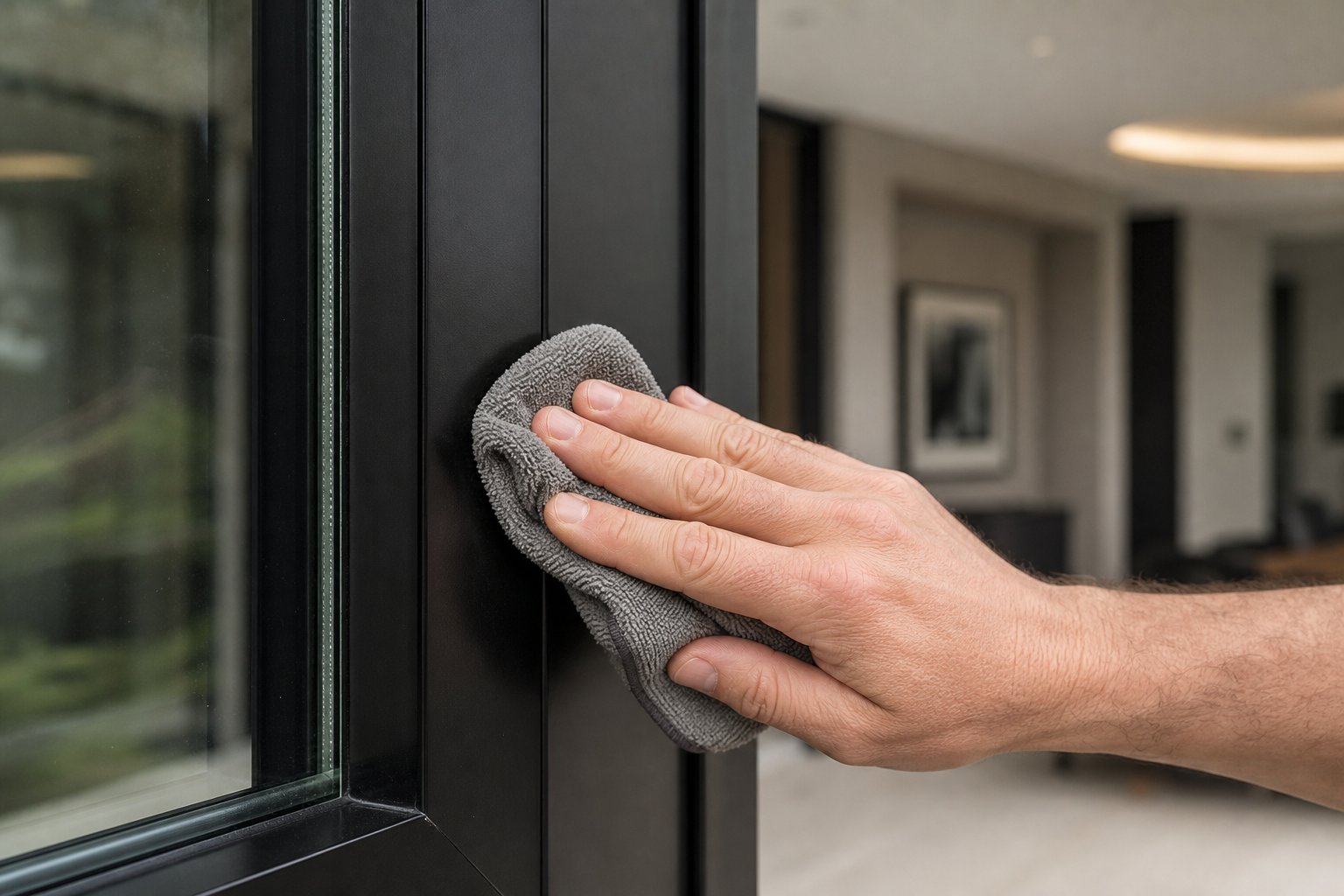 applying protective wax to aluminium window frames creates a hydrophobic barrier that reduces cleaning frequency