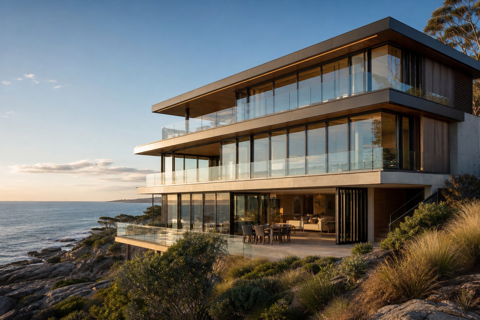 coastal australian home with durable aluminium window systems designed to withstand salt air and harsh uv exposure