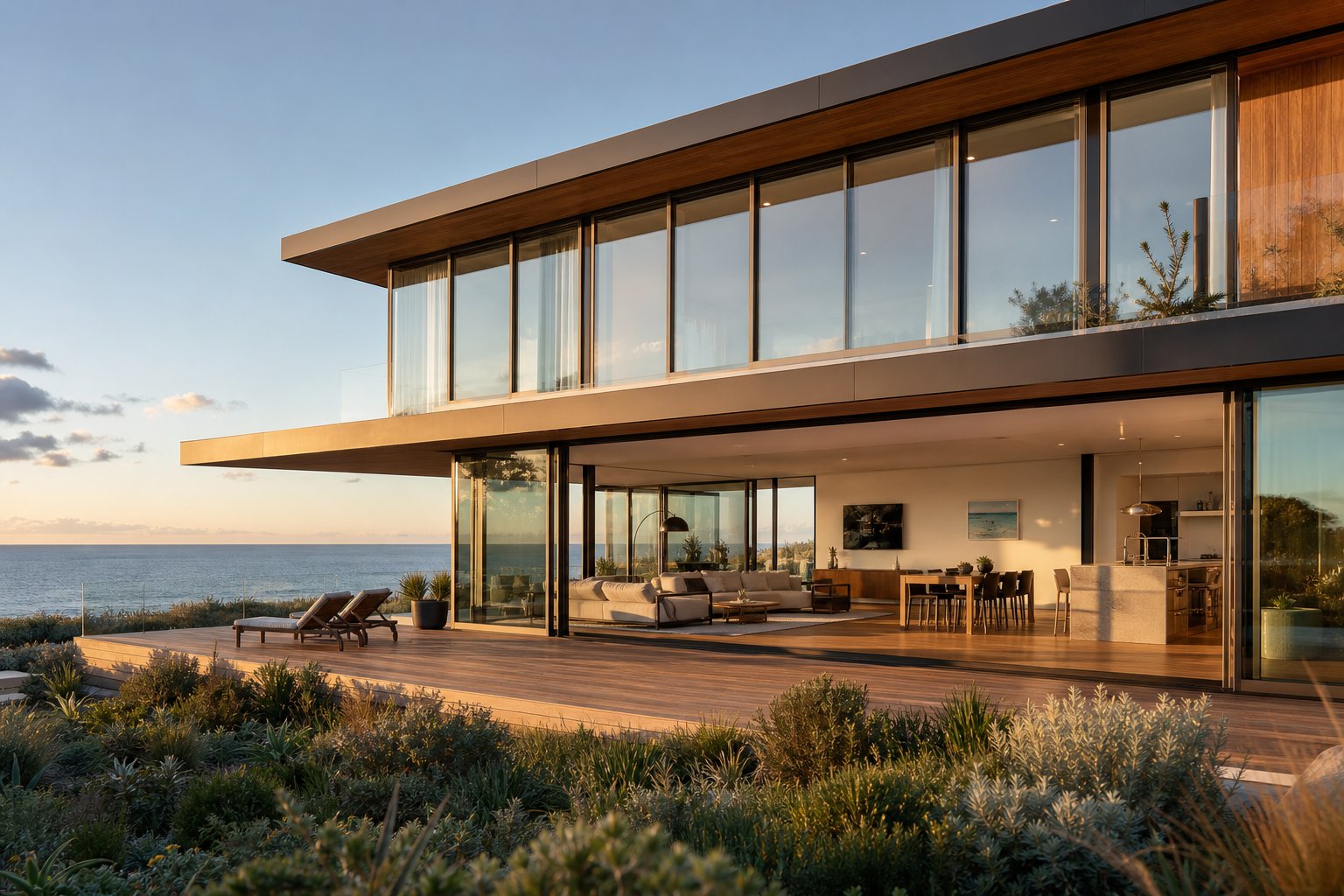 coastal melbourne home with marine grade aluminium windows designed to withstand salt spray and harsh uv exposure