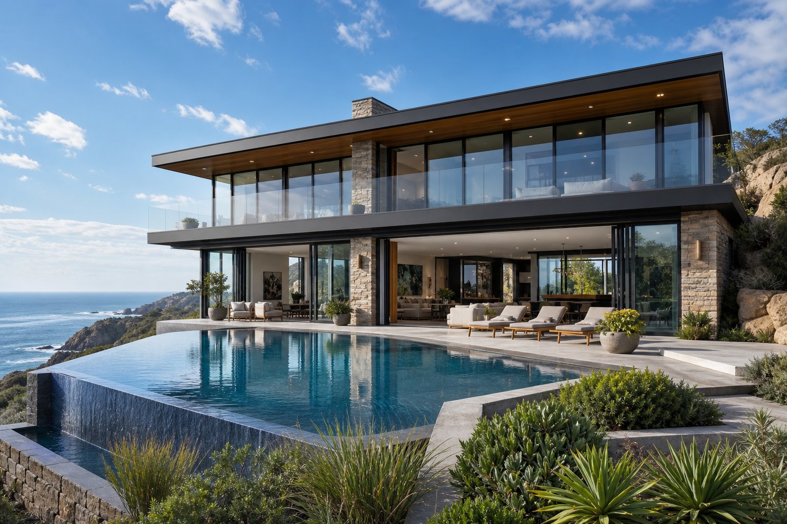coastal sydney home with marine grade aluminium double glazed windows designed to withstand salt air and high wind loads