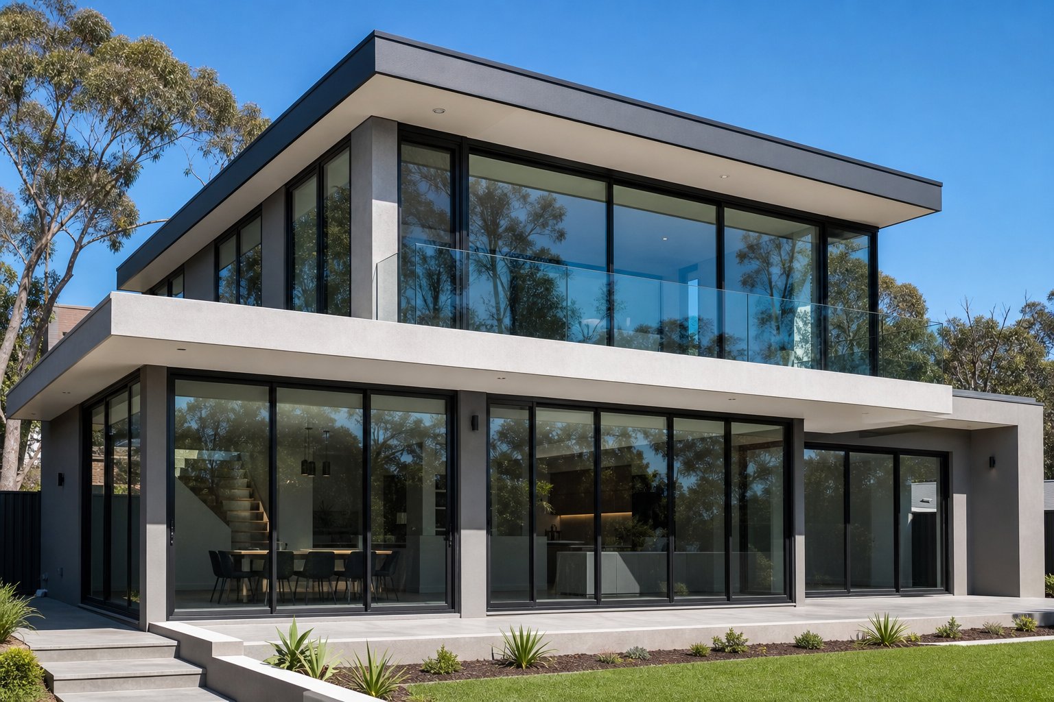 completed aluminium window replacement project showcasing modern thermally broken frames and double glazed units