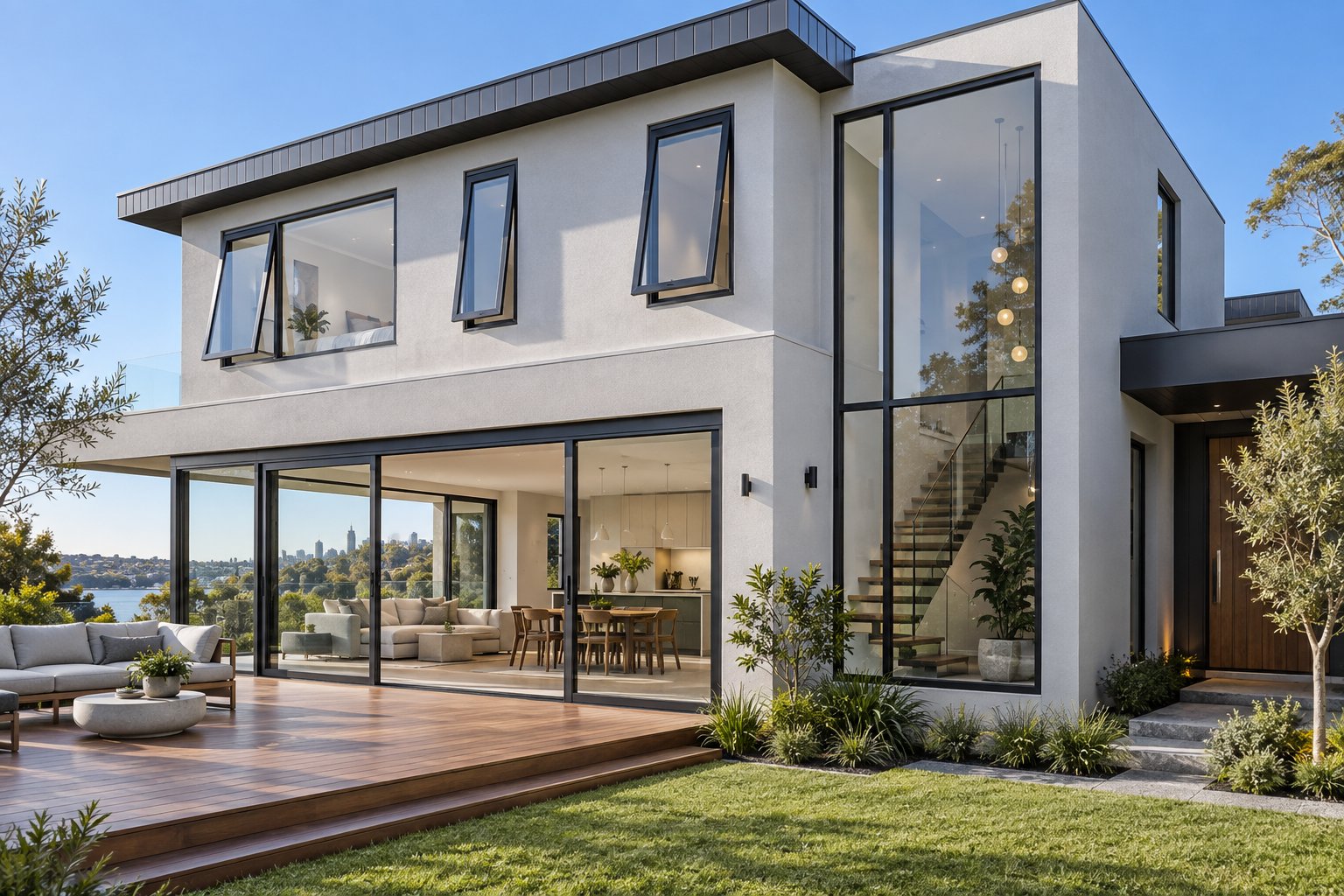 contemporary melbourne home featuring multiple aluminium window styles including sliding casement and fixed panels