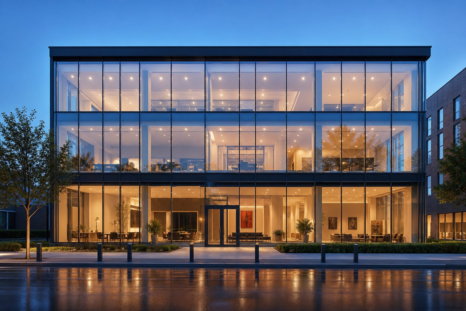 curtain wall aluminium systems integrate floor to ceiling glazing as a unified facade across multiple storeys