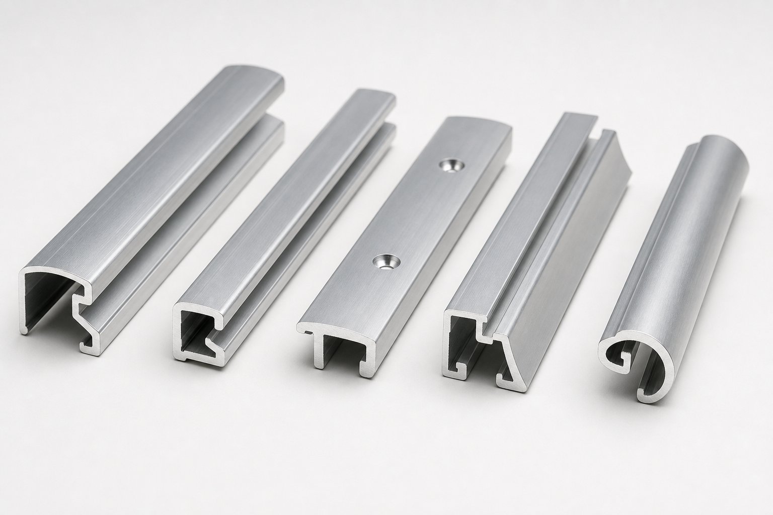 different aluminium glazing bead profile types showing snap in screw fix and clip in cross sections