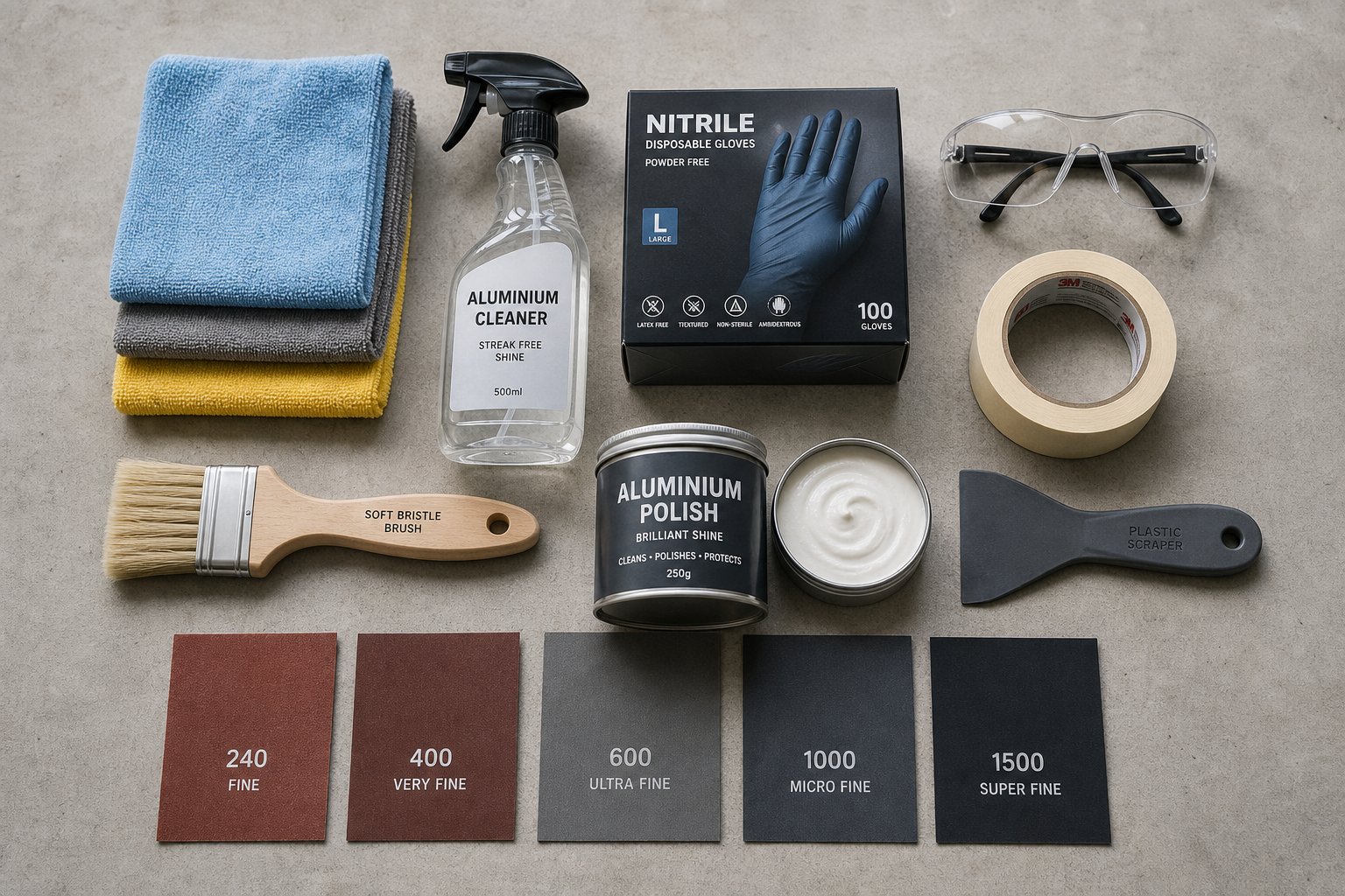 essential tools and materials for a complete aluminium window frame restoration project