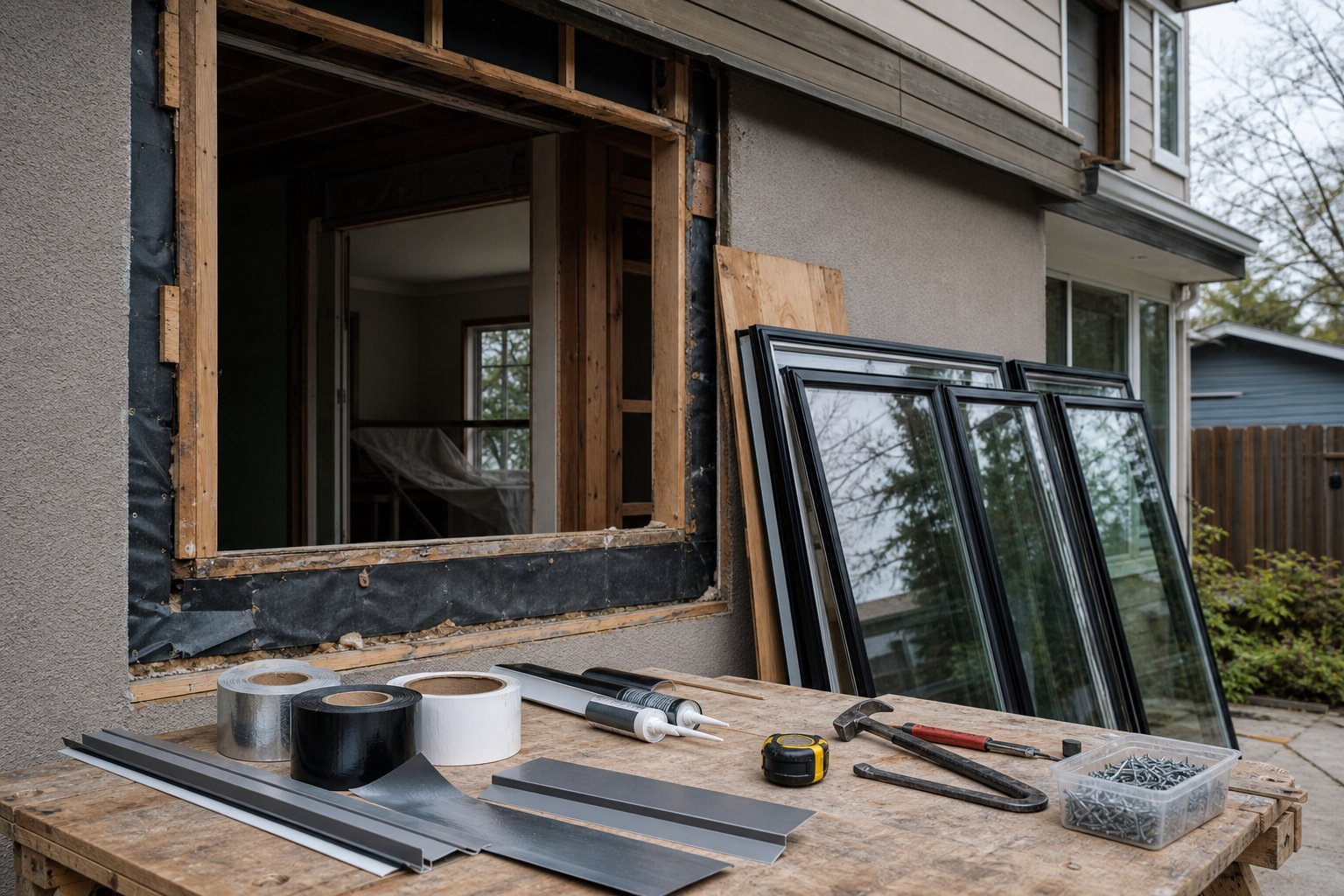 exposed wall opening during aluminium window replacement revealing hidden structural conditions that affect project costs