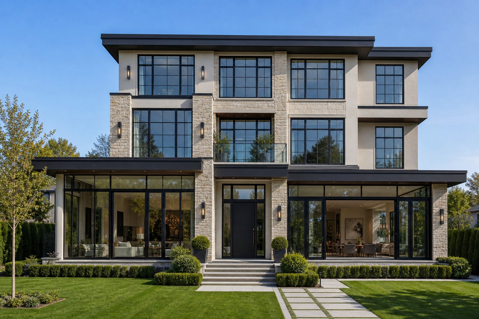 heritage aluminium window systems integrated across a full residential project combining period elegance with contemporary design