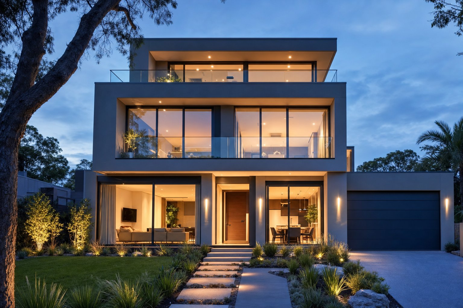 modern aluminium sliding windows on a contemporary australian home secured with a multi lock setup for comprehensive protection