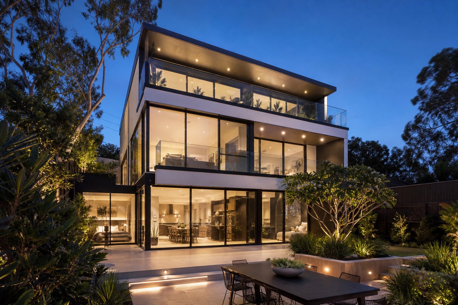modern aluminium window systems with integrated high performance seals and thermally broken frames on a contemporary australian residence